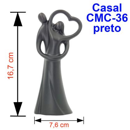 Imagem de Estatueta Decorativa De Casal em Cerâmica Escultura Estátua Namoro Namorados Amor 
