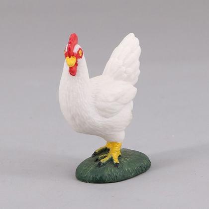 Imagem de Estatueta realista de galo branco em PVC modelo animal de fazenda para crianças
