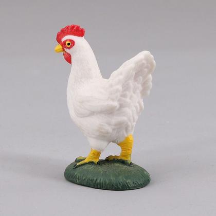 Imagem de Estatueta realista de galo branco em PVC modelo animal de fazenda para crianças
