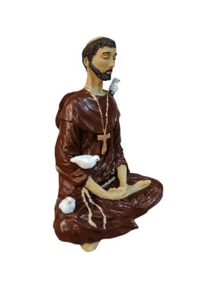 Imagem de Estatueta Sao Francisco Meditando Padroeiro Animais Resina - Decore Casa
