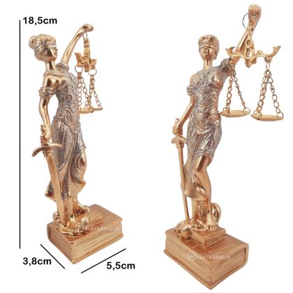 Imagem de Estatueta Têmis Símbolo de Justiça e Equilíbrio com Detalhes Dourados e Resina com Glitter MRESJ10A
