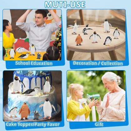 Imagem de Estatueta Toy Toymany Penguin Set 12 realistas com filhote de pinguim