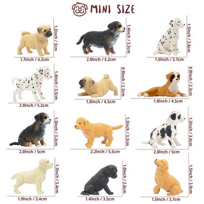 Imagem de Estatuetas de animais, conjunto de brinquedos Toymany Mini Dog, 12 peças, presente para crianças