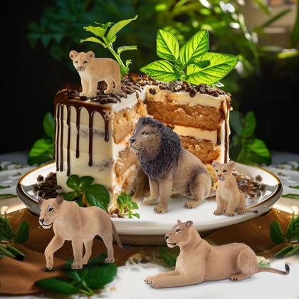 Imagem de Estatuetas de animais Toymany Lion Family, 6 peças para crianças a partir de 3 anos