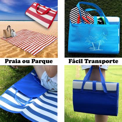 Imagem de Esteira De Praia Bolsa Dobrável Tapete Palha Sintética Nylon