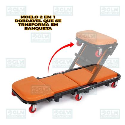 Imagem de Esteira E Banqueta Carro Carrinho P/ Mecânico Dobrável