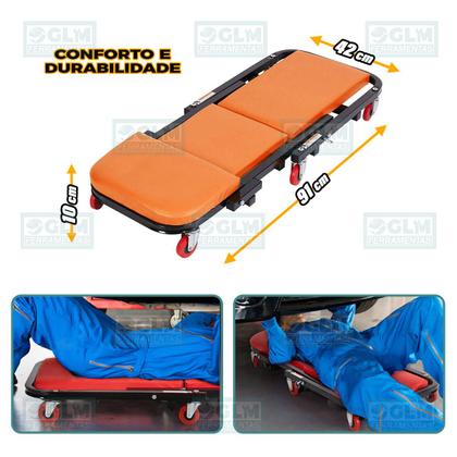 Imagem de Esteira E Banqueta Carro Carrinho P/ Mecânico Dobrável
