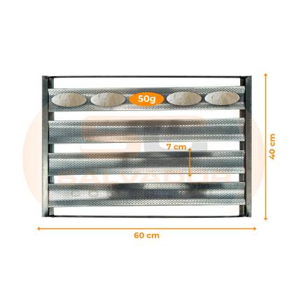 Imagem de Esteira Pão Francês Perfurada Assadeira Industrial Panificação 4 Telas 7cm 60x40 50g - Imeca