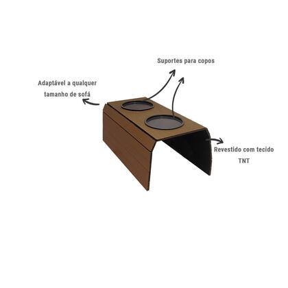 Imagem de Esteira para Braço de Sofá Flexível com Porta Copos Imbuia Rustico Mdf Madeira