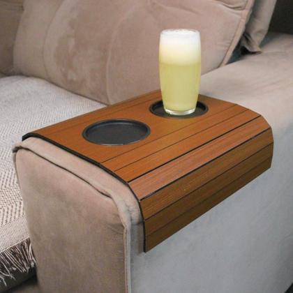 Imagem de Esteira Suporte de Sofá com Apoio Porta Controles  Porta Copos Flexível Mdf Kit 2 Esteirinhas Flexível