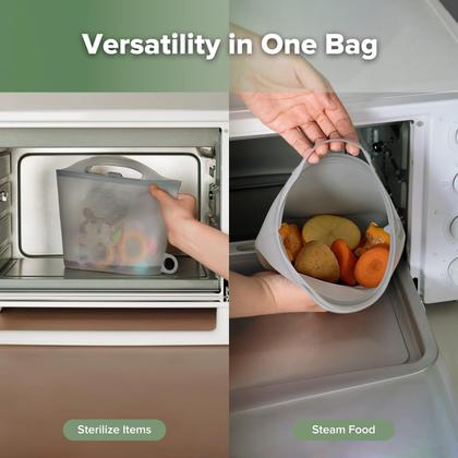 Imagem de Esterilizador a Vapor para Microondas Haakaa - Silicone Cinza - 2 Peças