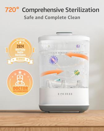 Imagem de Esterilizador de mamadeiras HAUTURE Desinfetante elétrico a vapor 6 em 1