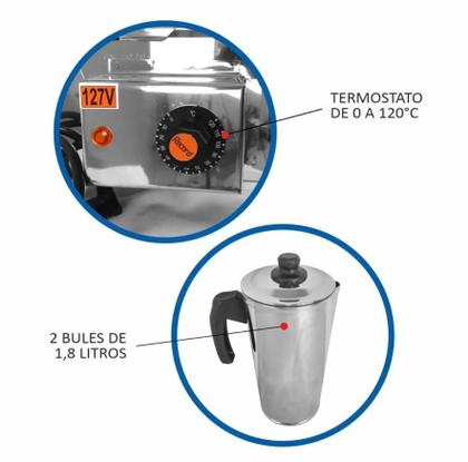 Imagem de Esterilizador em Inox Banho Maria 2 Bules Leite e Café - Record