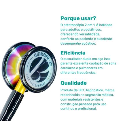Imagem de Estetoscópio Bic Eternity Iii Duplo Black Rainbow Preto