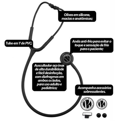 Imagem de Estetoscópio Bic Eternity III Duplo Cinza Black Adulto e Pediátrico