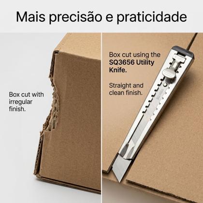 Imagem de Estilete De Metal Corte Preciso e Seguro Trava de Seguranca Cabo Emborrachado Alta