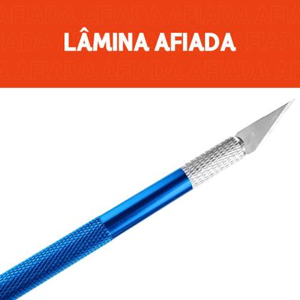 Imagem de Estilete De Precisão em Alumínio Azul - Com 6 Lâminas - Kaftor