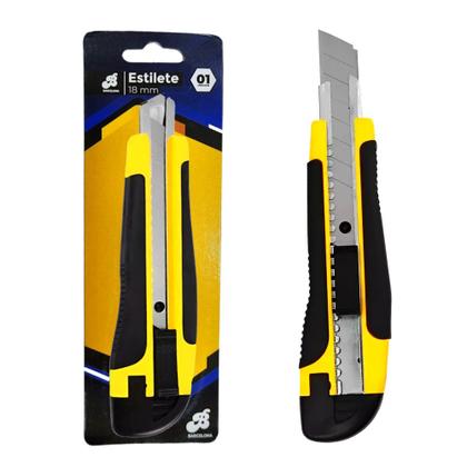 Imagem de Estilete Profissional 18mm Ergonômico Com Trava + 10 Lâminas