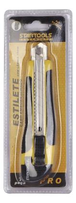 Imagem de Estilete Profissional Emborrachado Com Trava 18mm Lâmina de Aço Carbono Estilete Largo Resistente