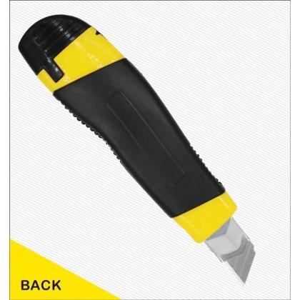 Imagem de Estilete Profissional Emborrachado Com Trava 18mm Lâmina de Aço Carbono Estilete Largo Resistente