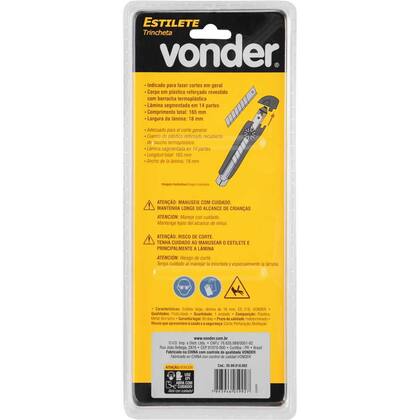 Imagem de Estilete Profissional Emborrachado Vonder 18mm Kit 03 Unidade 