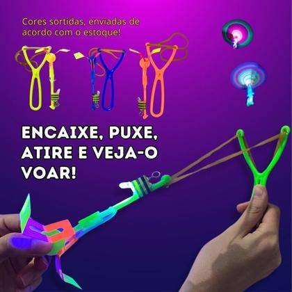 Imagem de Estilingue Com Luz De Led Kit 24 Voador Brinquedo Lançador