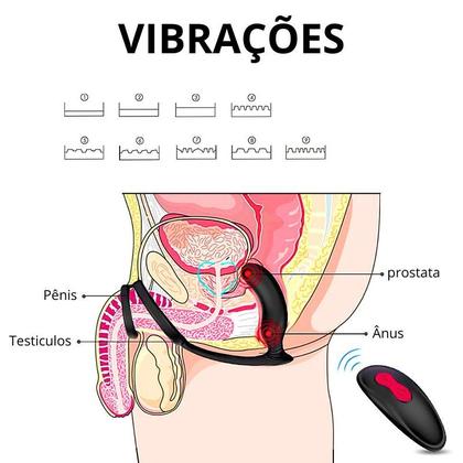 Imagem de Estimulador de Próstata e Vibrador Recarregável com Anel para Pênis e Escroto