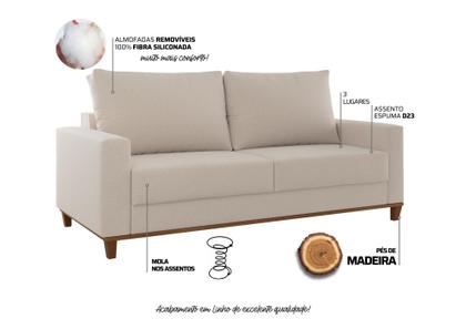 Imagem de Estofado Gael Living 3 Lugares 2 Almofadas Soltas Linho Bronze