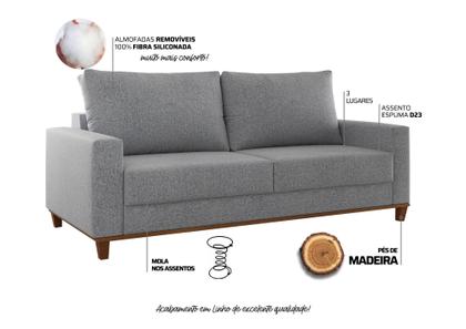 Imagem de Estofado Gael Living 3 Lugares 2 Almofadas Soltas Linho Inox