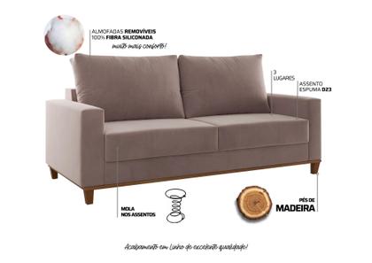 Imagem de Estofado Gael Living 3 Lugares 2 Almofadas Soltas Veludo Rosa