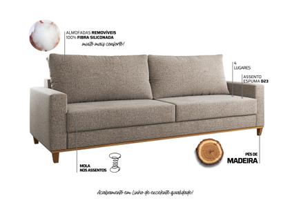 Imagem de Estofado Living 4 Lugares Columbia 2,2M Linho Kaki - Casa Giulia