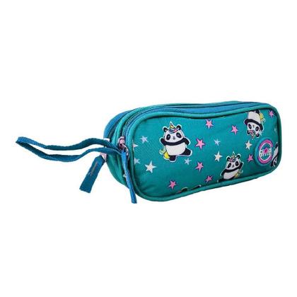 Imagem de Estojo 2 Divisórias Cross Style Panda Unicórnio Verde Clio