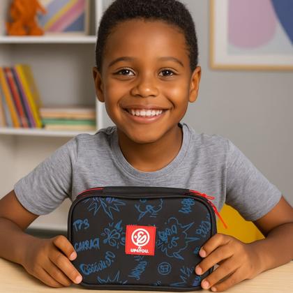 Imagem de Estojo Box Enaldinho 36 Elásticos Escolar Juvenil Meninos