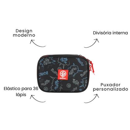 Imagem de Estojo Box Enaldinho 36 Elásticos Escolar Juvenil Meninos