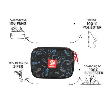 Imagem de Estojo Box Enaldinho 36 Elásticos Escolar Juvenil Meninos