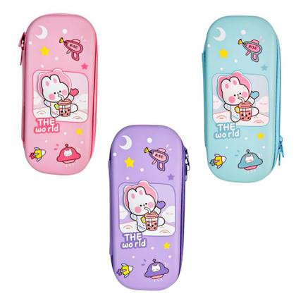 Imagem de Estojo Box Escolar Infantil 3D Feminino Com Divisória Interna