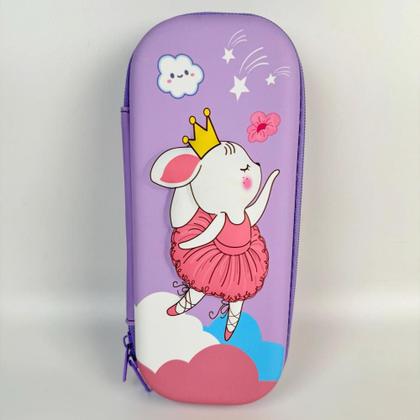 Imagem de Estojo Box Escolar Infantil 3D Feminino Com Divisória Interna