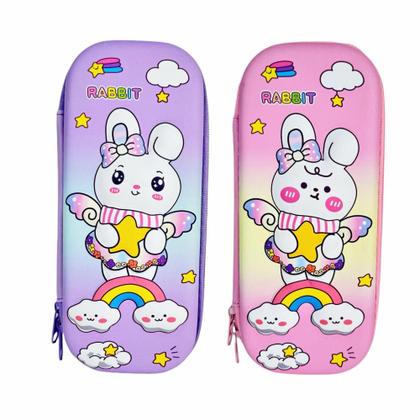 Imagem de Estojo Box Escolar Infantil 3D Feminino Com Divisória Interna