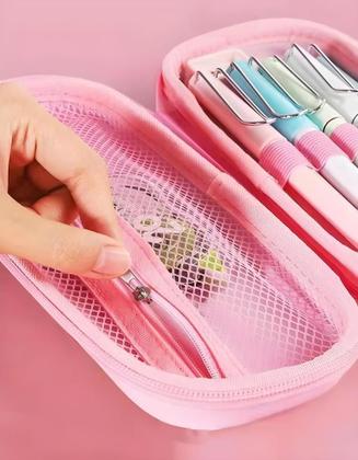 Imagem de Estojo Box Escolar Infantil 3D Feminino Com Divisória Interna