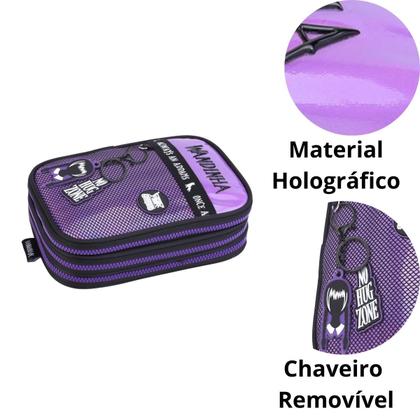 Imagem de Estojo Box Escolar Infantil Holográfico Wandinha LILAS