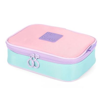 Imagem de Estojo Box Escolar Infantil Rosa Com Azul Tiffany Up4you