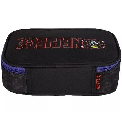 Imagem de Estojo BOX ONE Piece Bau Escolar Organizador Preto e Azul