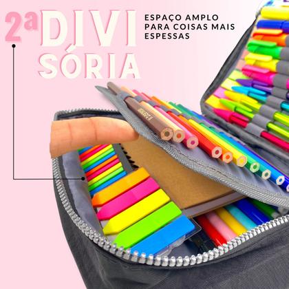 Imagem de Estojo Box Organizador Escola Grande Masculino Feminino Liso