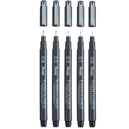 Estojo Caneta Nanquim Pointliner Pentel com 5 Pontas Imagem de Estojo Caneta Nanquim Pointliner Pentel com 5 Pontas