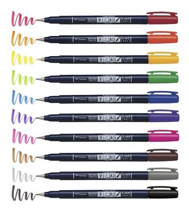 Imagem de Estojo Caneta Pincel Fudenosuke Tombow 10 Cores