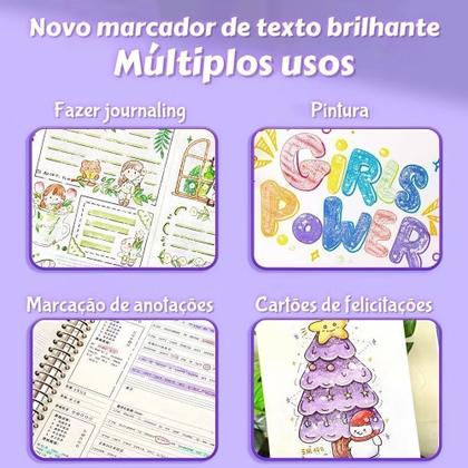 Imagem de Estojo Canetinhas Coloridas Marcador metálico Canetas Glitter de ponta dupla Dual Brush Pen