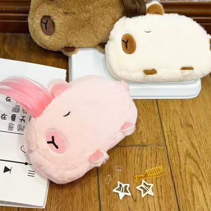 Imagem de Estojo Capivara De Pelúcia Infantil Criativo Papelaria Presente Escolar Versátil Kawaii Fofo Kids