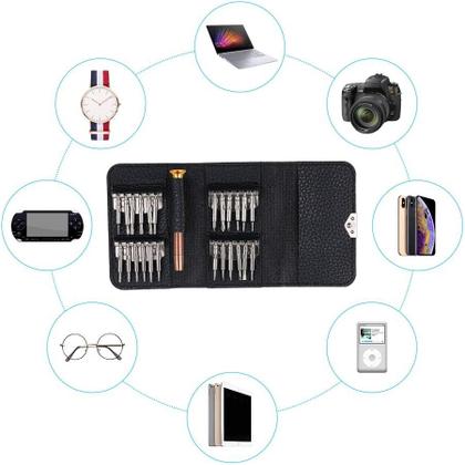 Imagem de Estojo Case com Chaves de Precisão 24 em 1 com Imã e Ferramentas Magnéticas para Reparo Manual de Eletrônicos Telefone PC e Notebook 