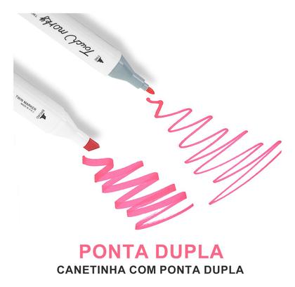 Imagem de Estojo com 24 Canetas Marcador Permanente Ponta Dupla Alta Qualidade