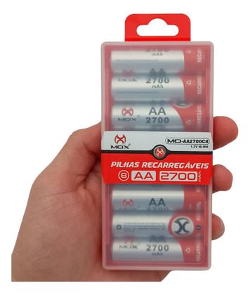 Imagem de Estojo Com 8 Pilhas Aa Recarregaveis 2700mah Pilha Mox 1.2v